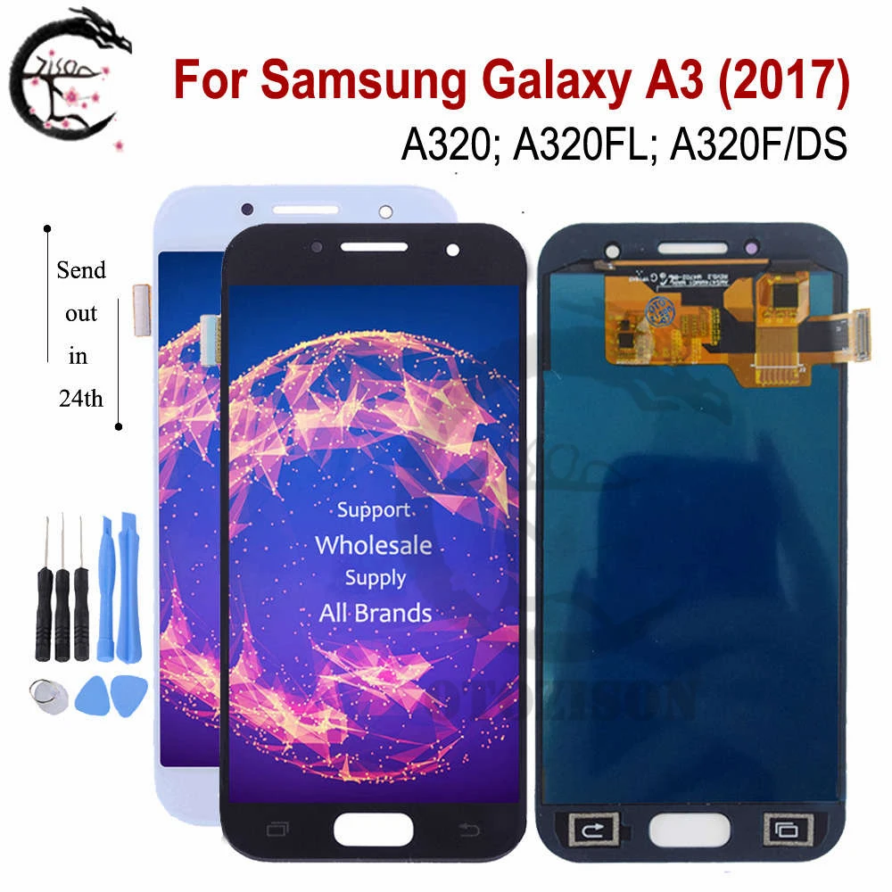 ЖК дисплей с регулируемой яркостью для Samsung Galaxy A3 2017 A320 A320F A320FL сенсорный датчик