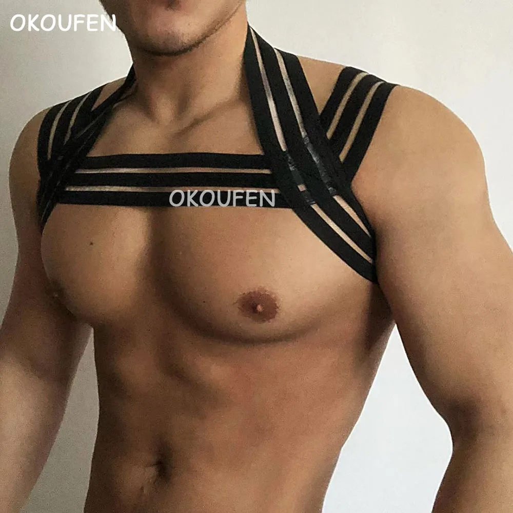 Мужские большие открытые обхватывающие грудь ремни для ночного клуба вечерние