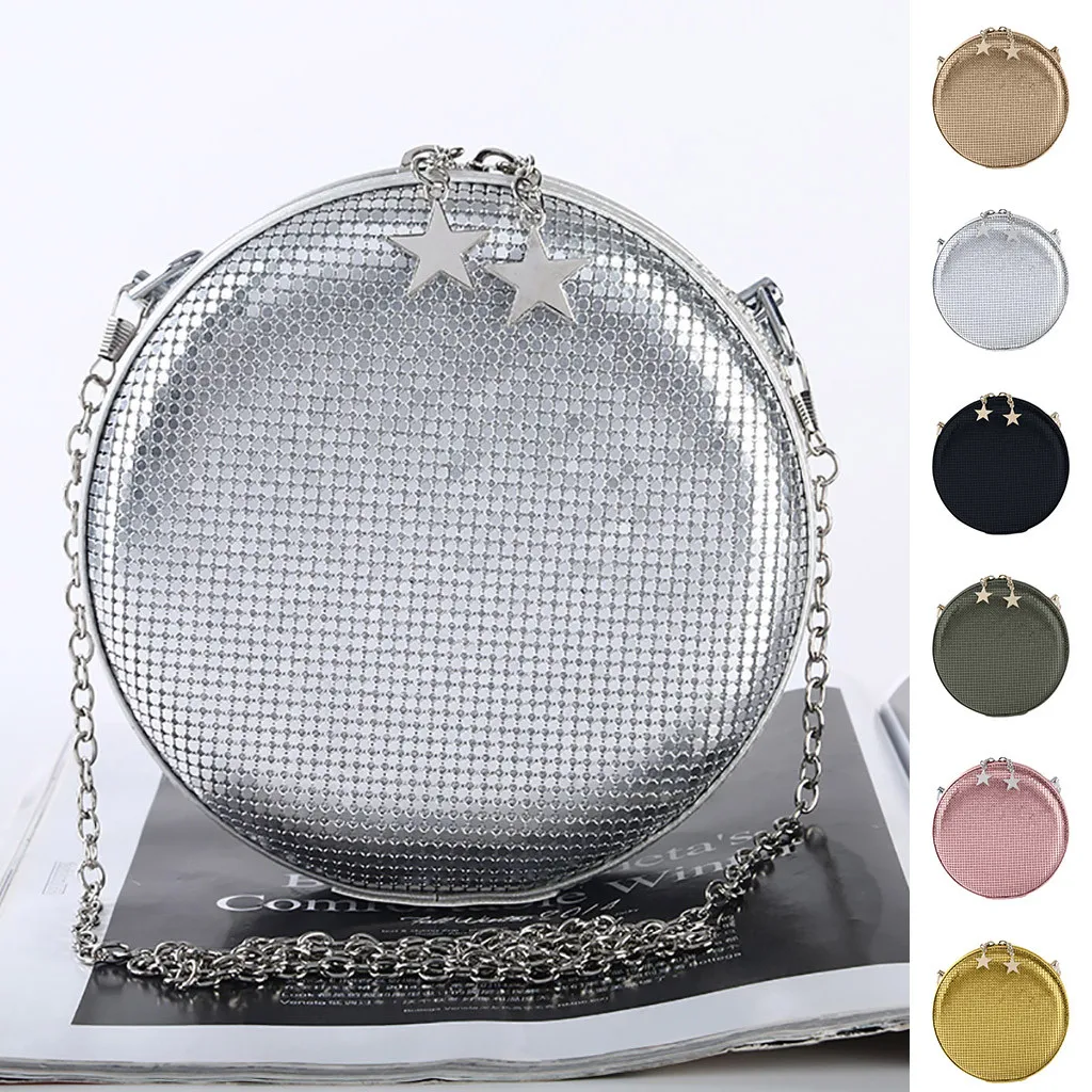 Женская вечерняя сумка xiniu серебристая круглая Сумка клатч вечерние сумки через