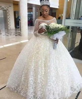 plus size wedding dresses lace african sheer neck beads sash ball gown long wedding gown bridal dresses 2021