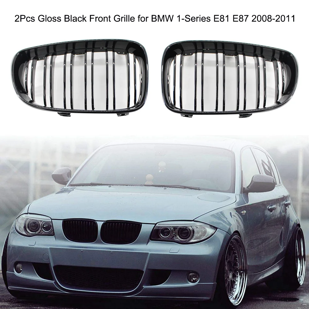 2 шт. автомобильная решетка замена для BMW 1 Series E81 E87 2008 2011 глянцевый черный передний
