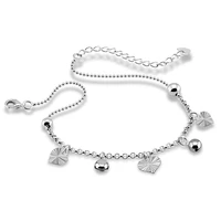 fashion 925 sterling silver anklet for women simple heart shaped bell anklet summer popular girls foot jewelry gift