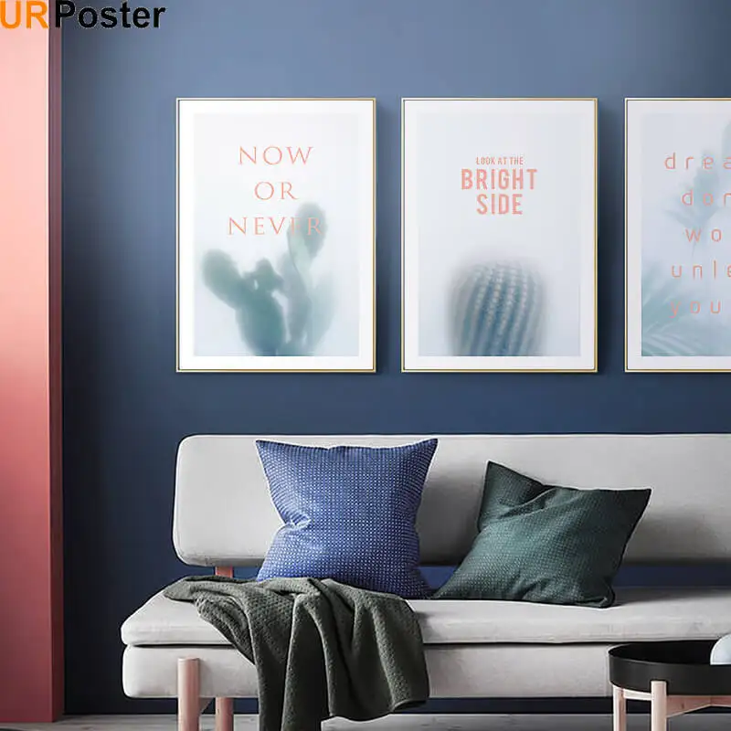 Абстрактное растение каллиграфия акварельный кактус алоэ плакаты печать стены