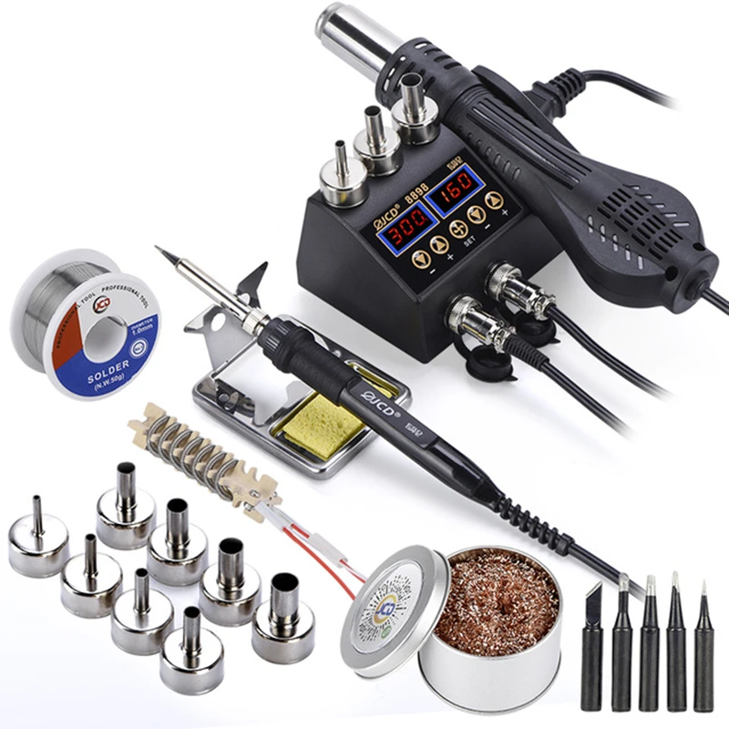JCD 2 in 1 750W Hot Air Gun LCD Digital display welding rework station for cell-phone BGA SMD PCB IC Repair solder tools 8898 |