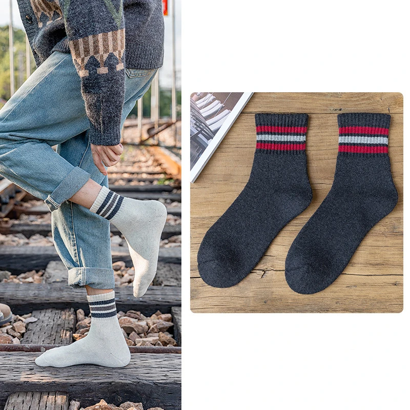 

Winter Men Cotton Heavy Loops Full Terry Cushion Moisture Wicking Thick Warm Cold Resistance Outdoor Sports Socks