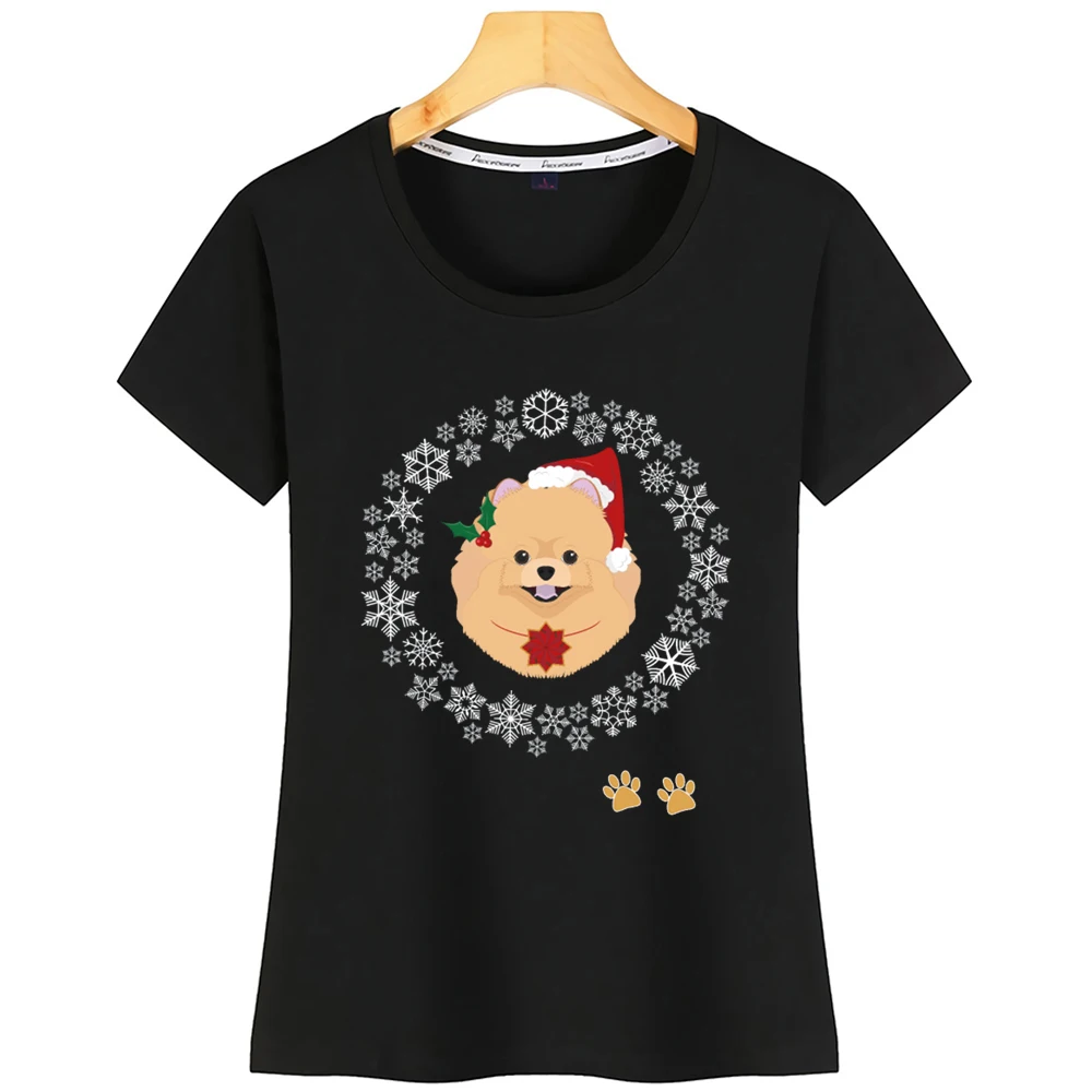 Женские футболки забавные своего померанского шпица собака вeчeринки yкрaшeнa снег