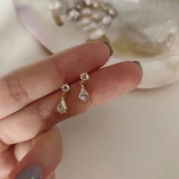 2021 japanese fashion women light luxury gold plated dangle earring for women aaa zircon wedding engagement jewelry best gift