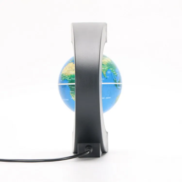 Магнитный левитационный ночсветильник с-образной формы голубая карта мира лампа