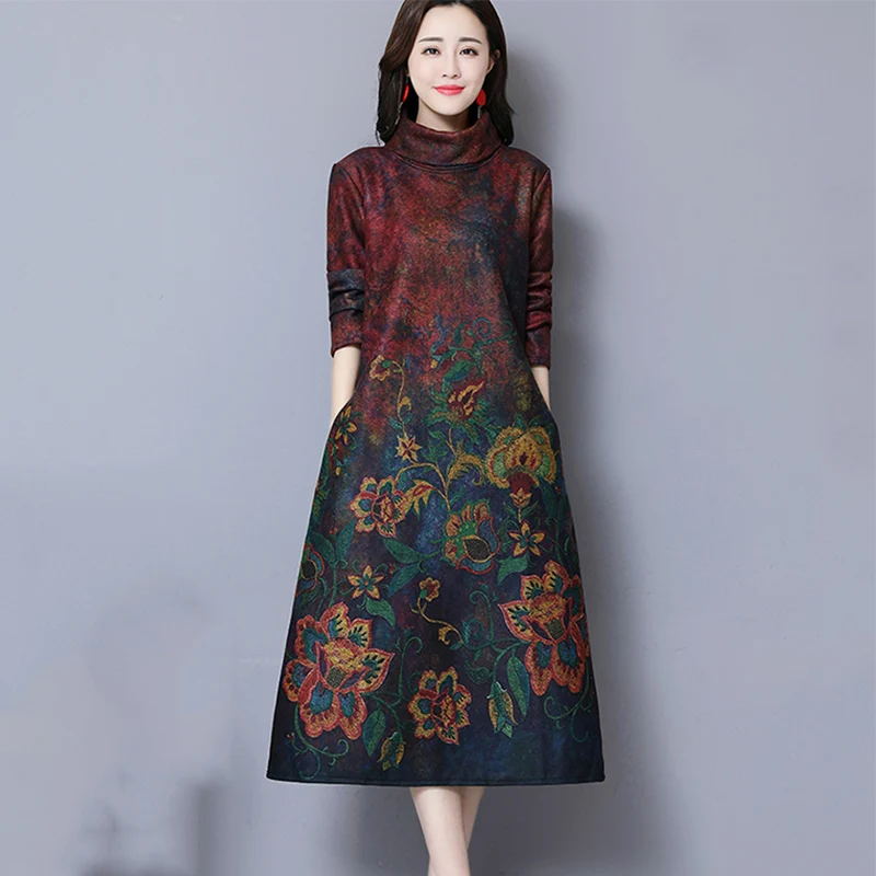 2019 новое осенне-зимнее элегантное стильный принт в китайском стиле плюс