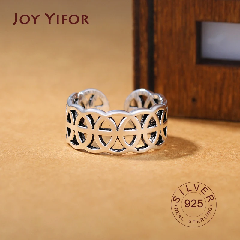 

100% Pure 925 Sterling Silver Ring Fashion Simple round Ring Thin Geometric finger Ring For Women Jewelry Anti Allergy 4.9