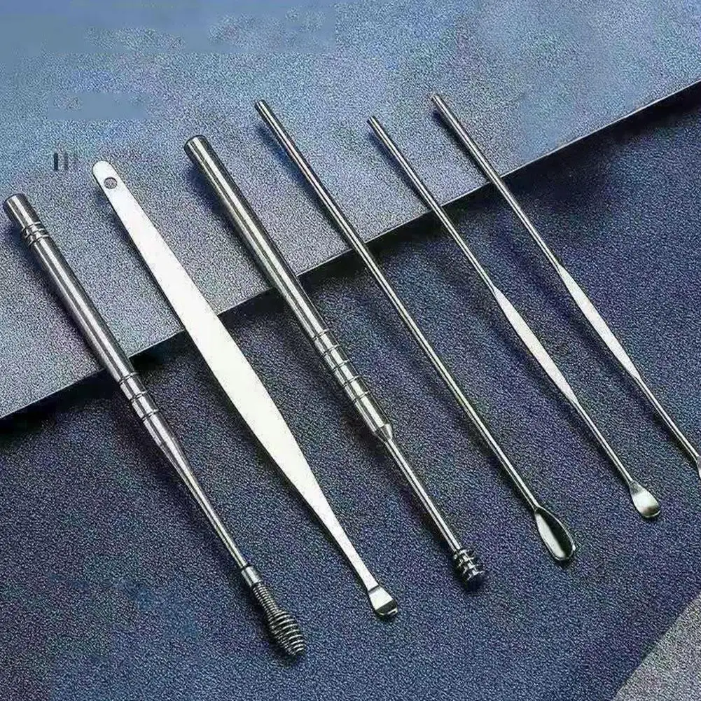 

6/7pcs Ear Cleaner Wax Removal Tool Earpick Sticks Cleanser Ear Pick Earwax Ear Curette Care Remover Spoon Cleaning E5f2