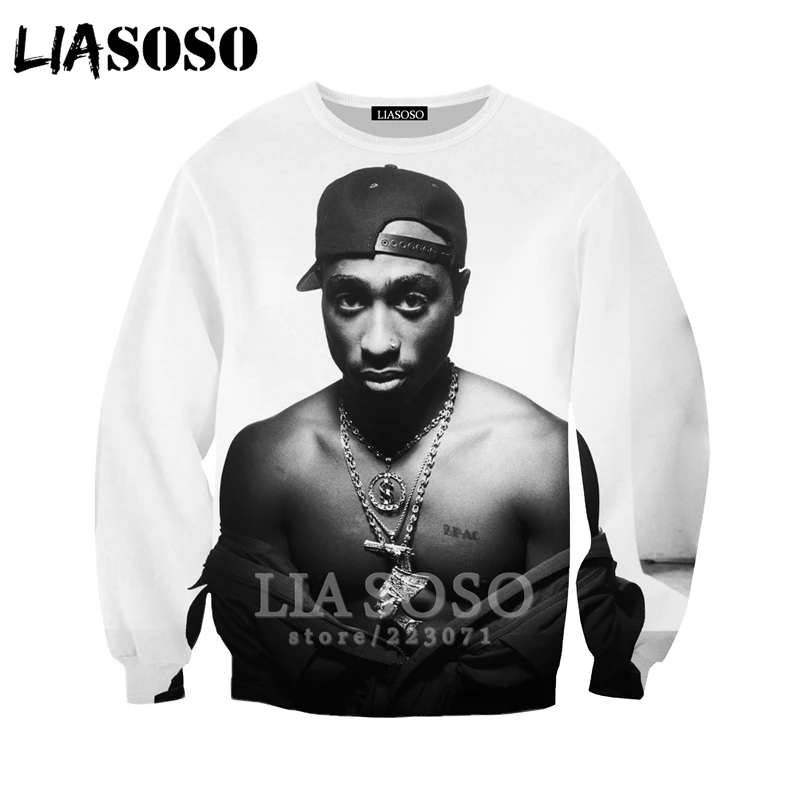 2pac, толстовка LIASOSO, новинка, для мужчин и женщин, забавные толстовки, 3D принт, рэпер, хип-хоп, длинный рукав, уличная одежда, топы, пуловер с круглым вырезом, B182-07 - Цвет: 13