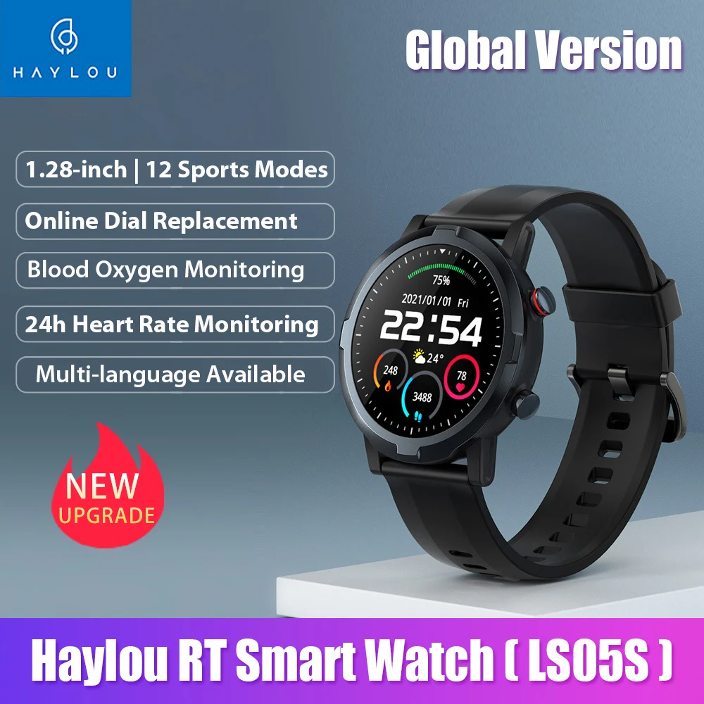 

2021 Global Version Haylou RT LS05S Smart Watch Men IP68 Waterproof Bracelet Blood Pressure Monitoring Touch Control Smart Watch