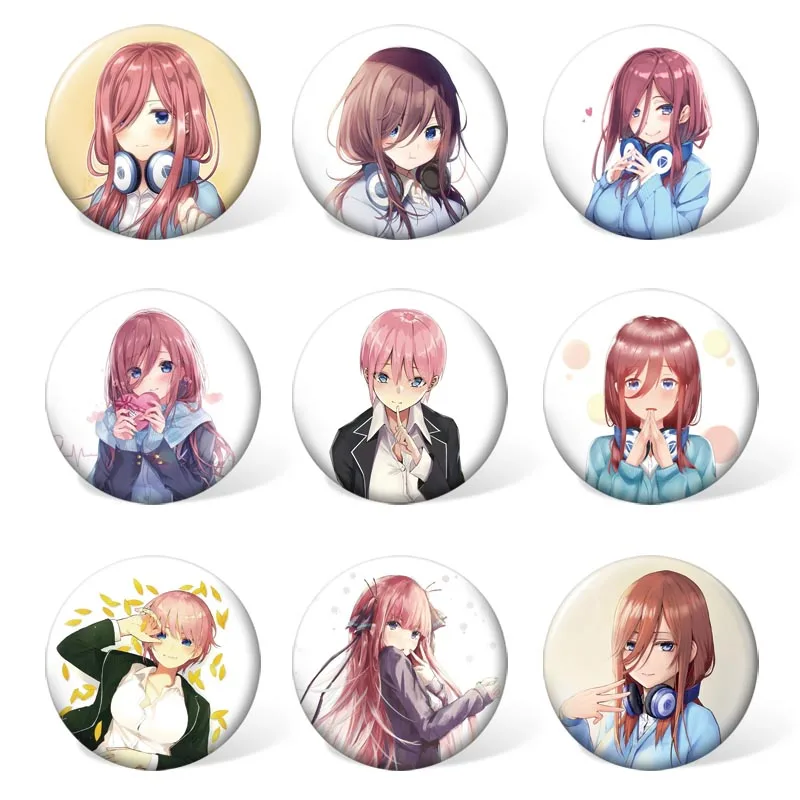 (9 шт./компл.) яркая брошь значок в стиле аниме Quintuplets Nakano Miku для костюма рюкзака и