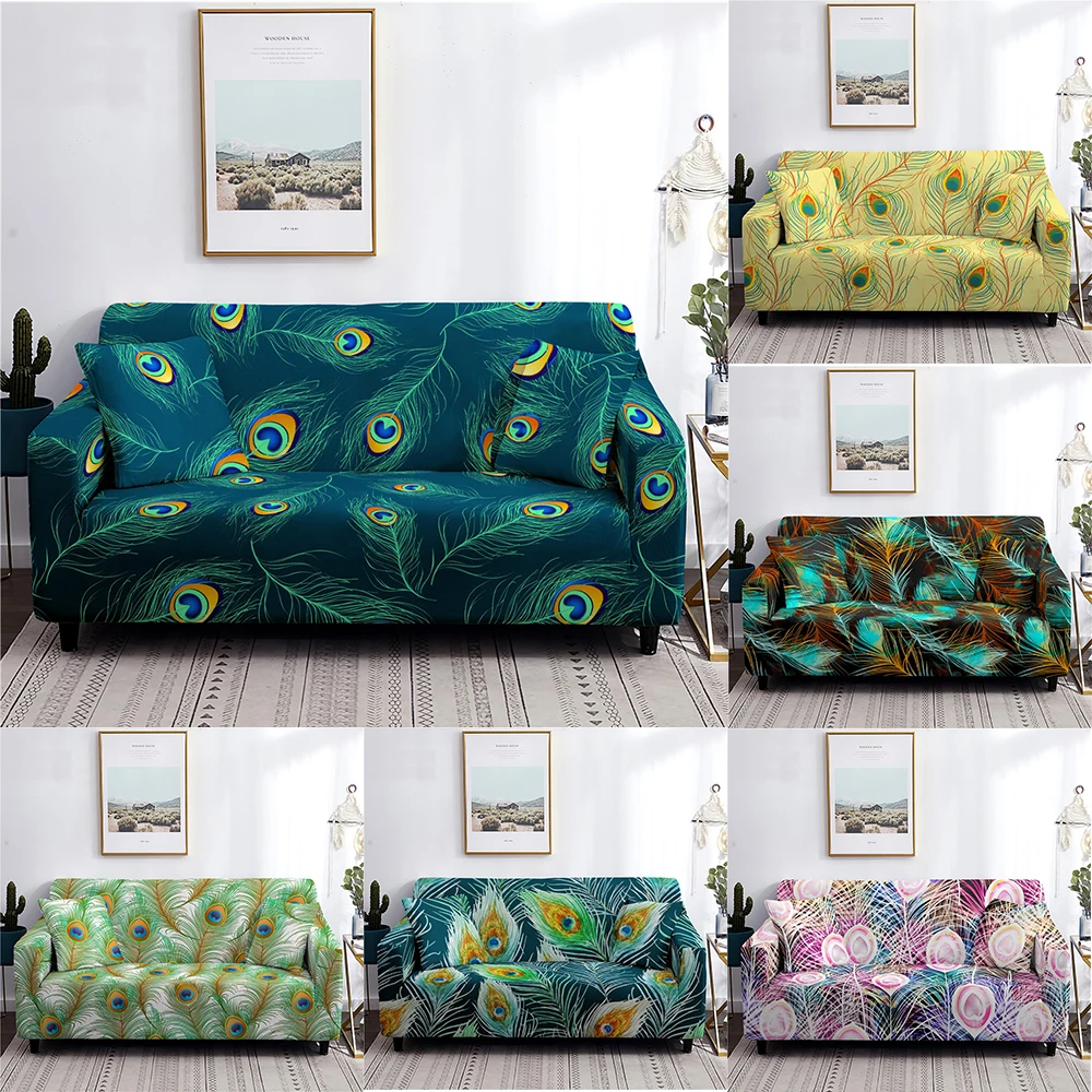 

Fashion Feathers Series Sofa Cover Stretch Sofa Slipcovers for Living Room Elastic Couch Cover Furniture Decor 1/2/3/4 Seater