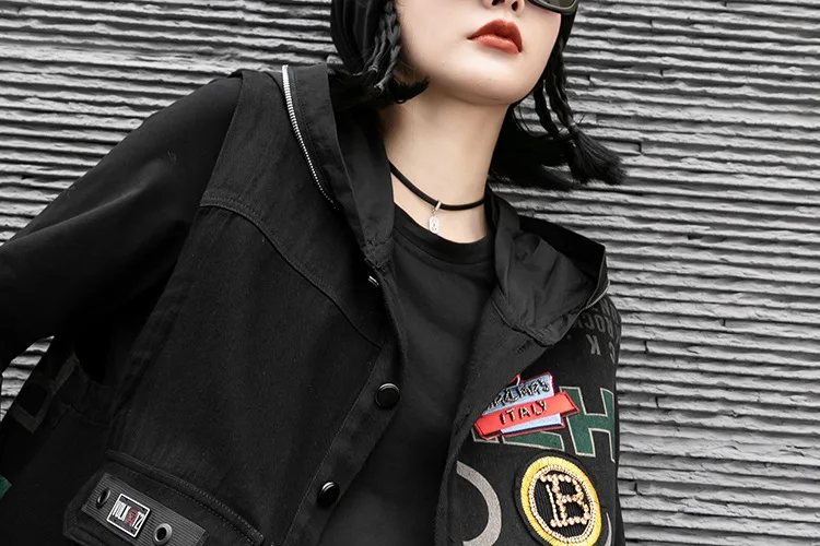 

Fashion Denim Vest Women Spring Autumn Sleeveless Tops Short Jacket Women Plus Size Black Casual Jean Waistcoat with Hood XC399