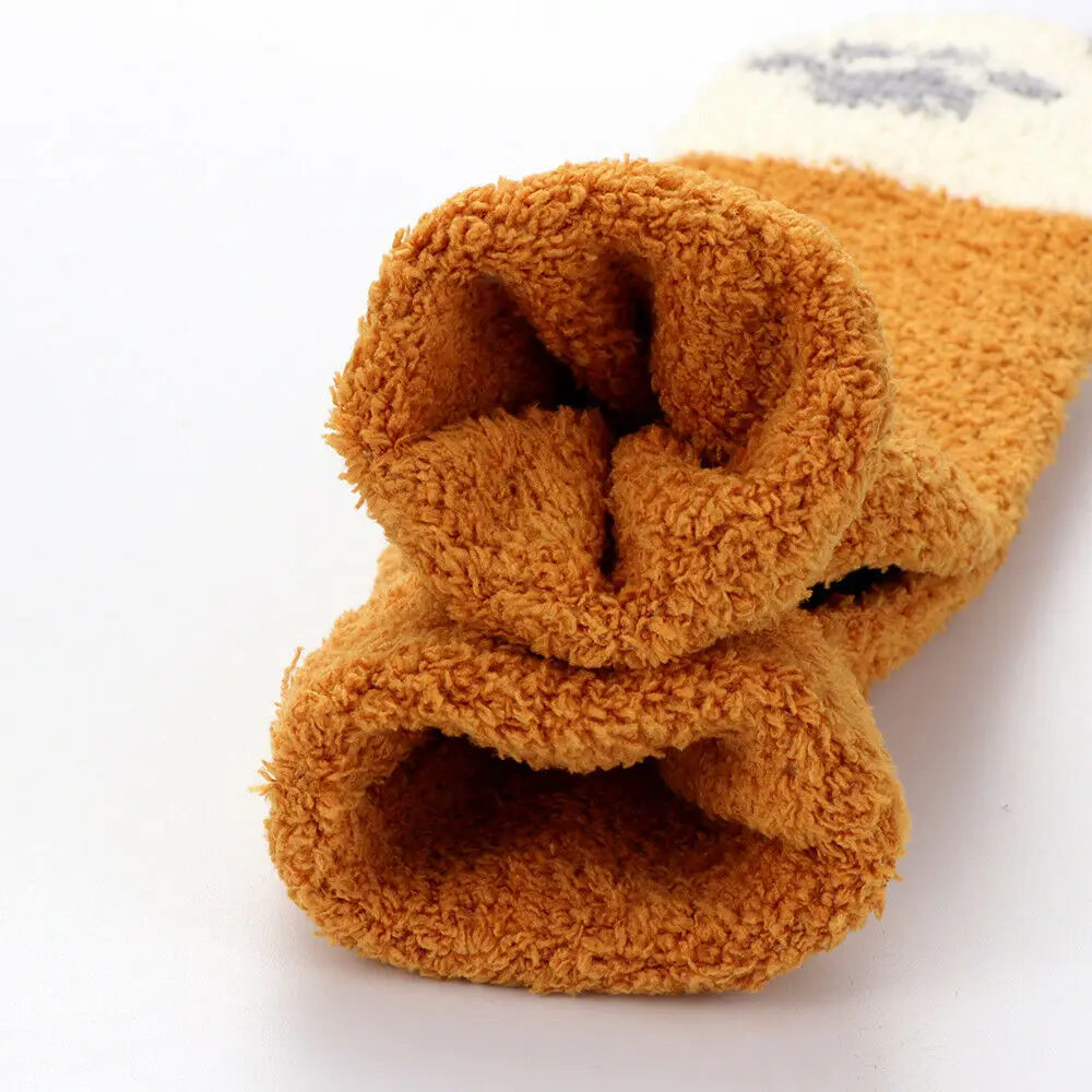 1 пара носки в полоску с принтом кораллового флиса | Женская одежда