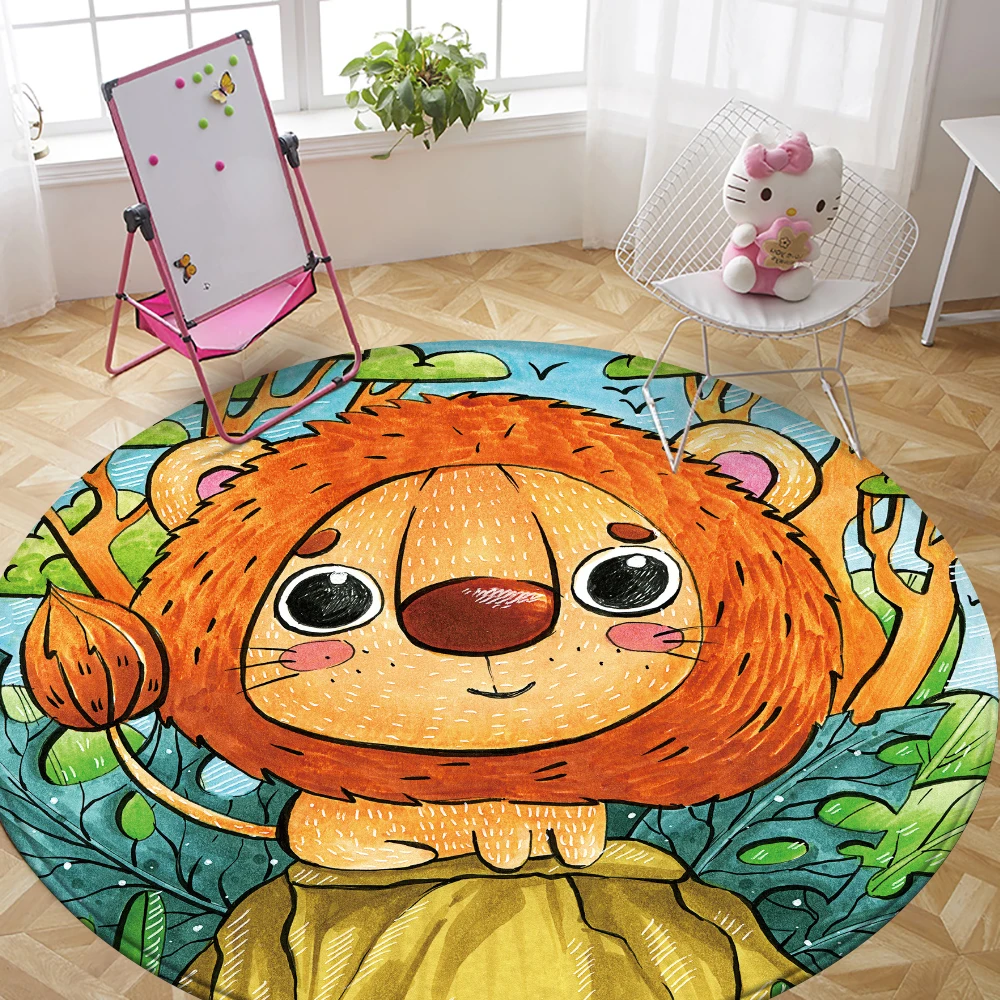 

2021 Baby Play Mat Pad Cotton Soft Flannel Crawling Blanket Animal Cute Round Carpet Floor Rug Kids Children Room Nordic Decor