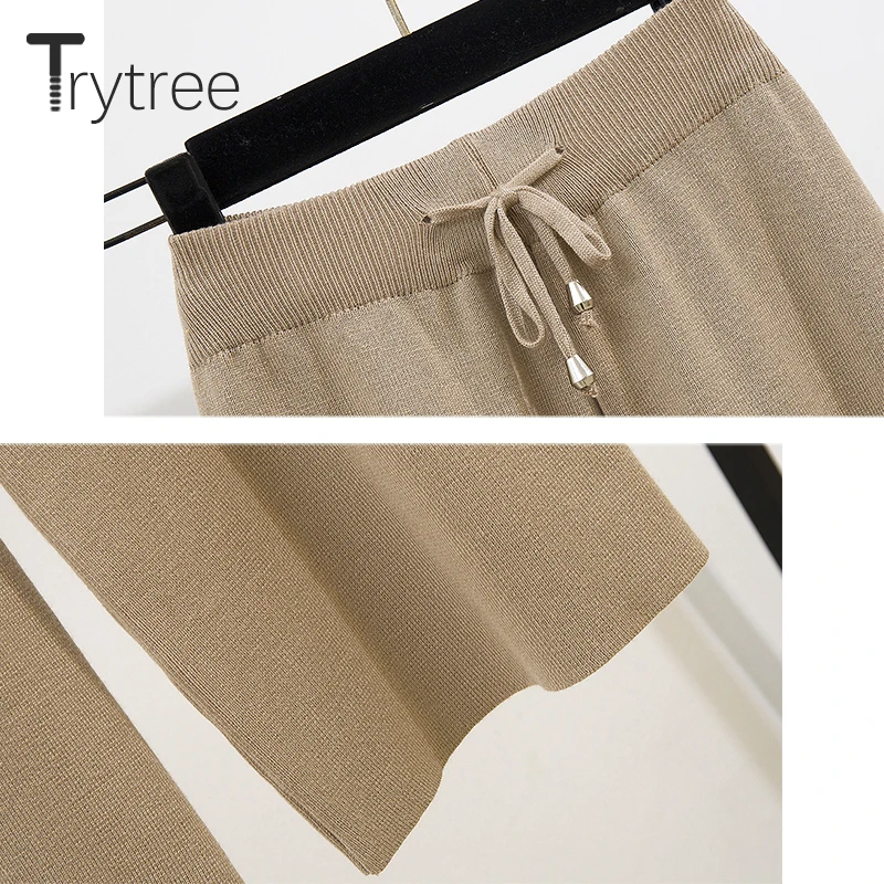 Trytree осенне зимний комплект из двух предметов Повседневный однотонный свободный