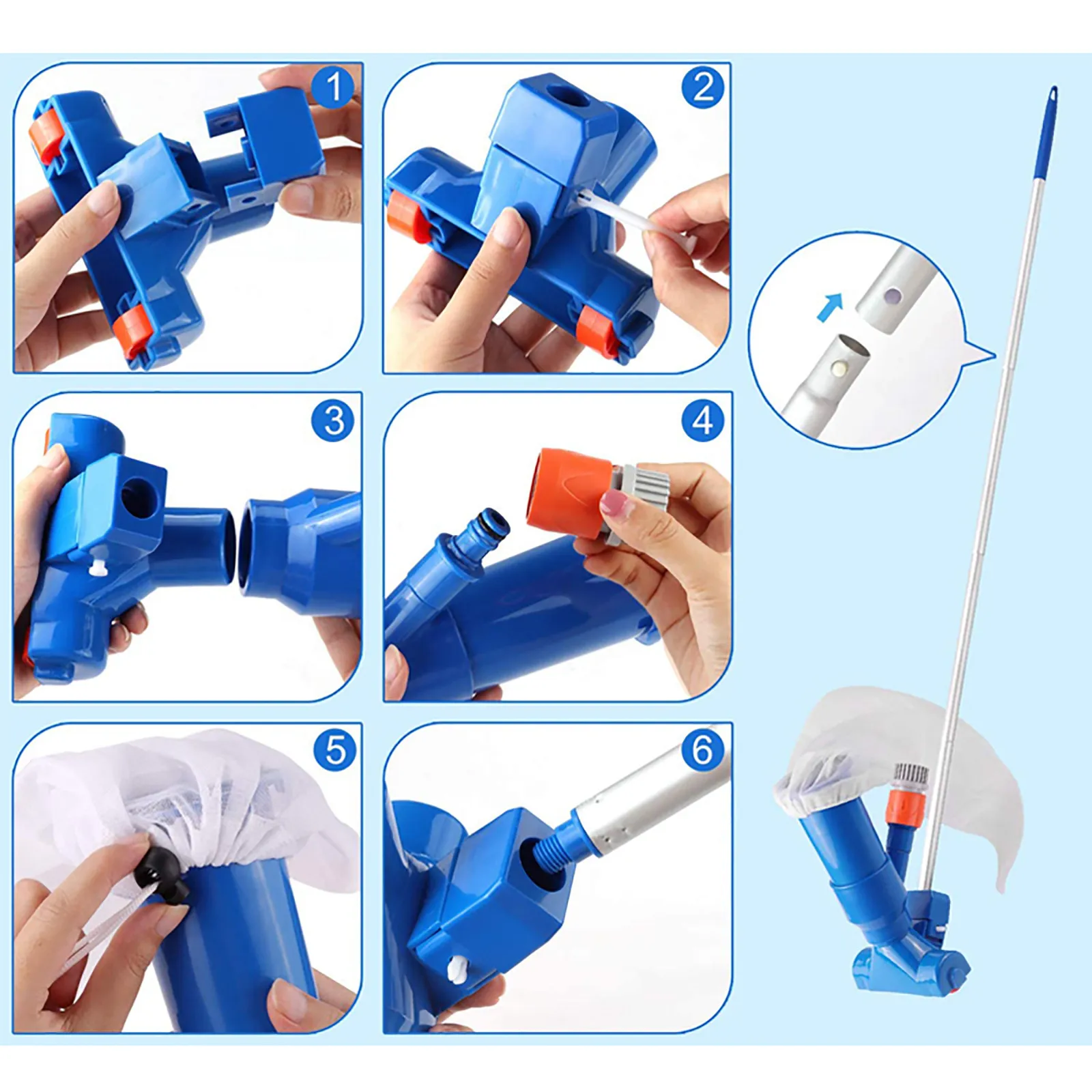 

Pool Cleaner Portable Swimming Pool Fountains Vacuum Brush Cleaner Cleaning Tool