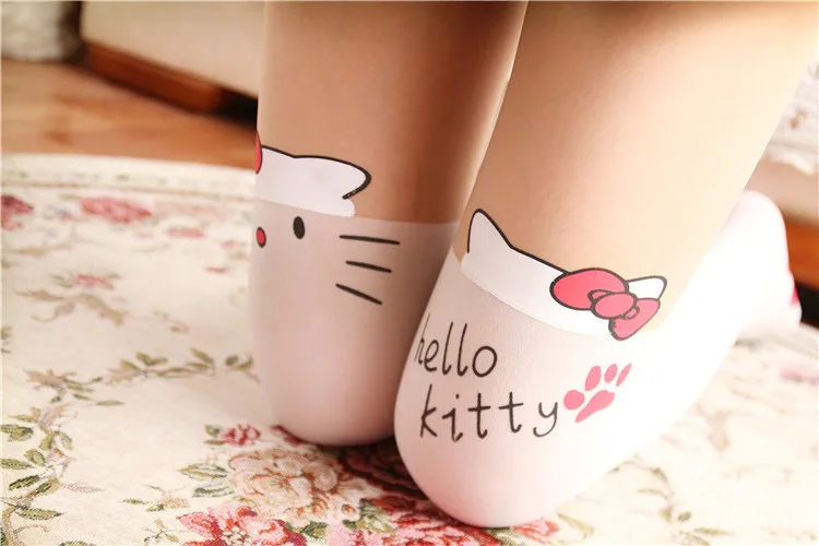 Японские Синдзюку праздник колена печать, шелковые носки hello kitty татуировки с котами, носки, зеленый отдых, высокие колготки