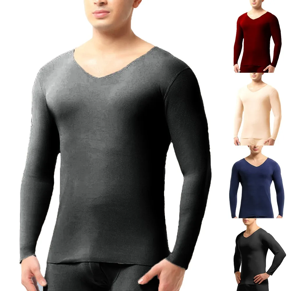 Мужское термобелье, бесшовная эластичная внутренняя одежда для мужчин, цельный бархатный теплый длинный хлопковый свитер John Cold Proof