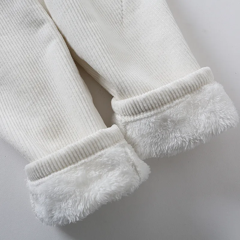 

Plus Velvet Thick White Corduroy Warm Pants Women Elastic Waist Plus Size Fleece Trousers Autumn Winter Harem Pants Women C5987