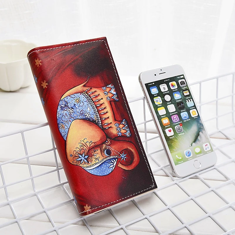 Местный склад винтажный Женский Цветной прямоугольный кошелек с рисунком слона