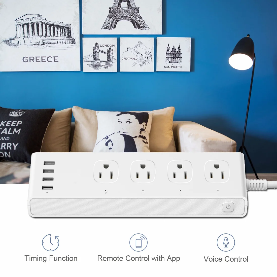 Wifi умная Многополосная полоса питания США розетки Inteligente электрические USB