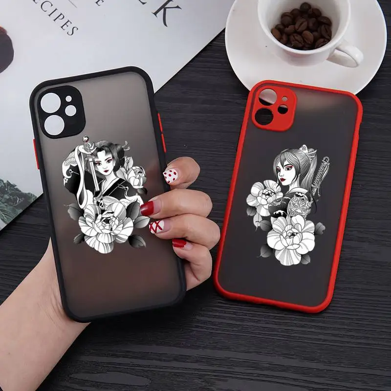 

Japanese Geisha Painting elements Phone Case matte transparent For iphone 7 8 11 12 plus mini x xs xr pro max cover