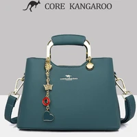 kangaroo womens handbag new fashion middle aged shoulder bag high grade high capacity solid color multi layer leather