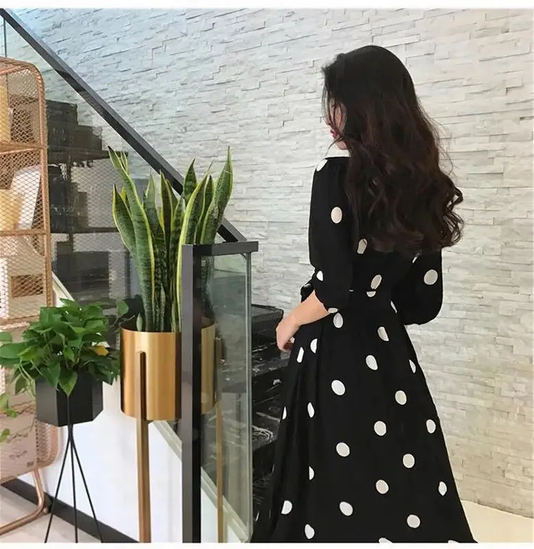 Платье женское длинное черное приталенное Элегантное маленькое кружевное