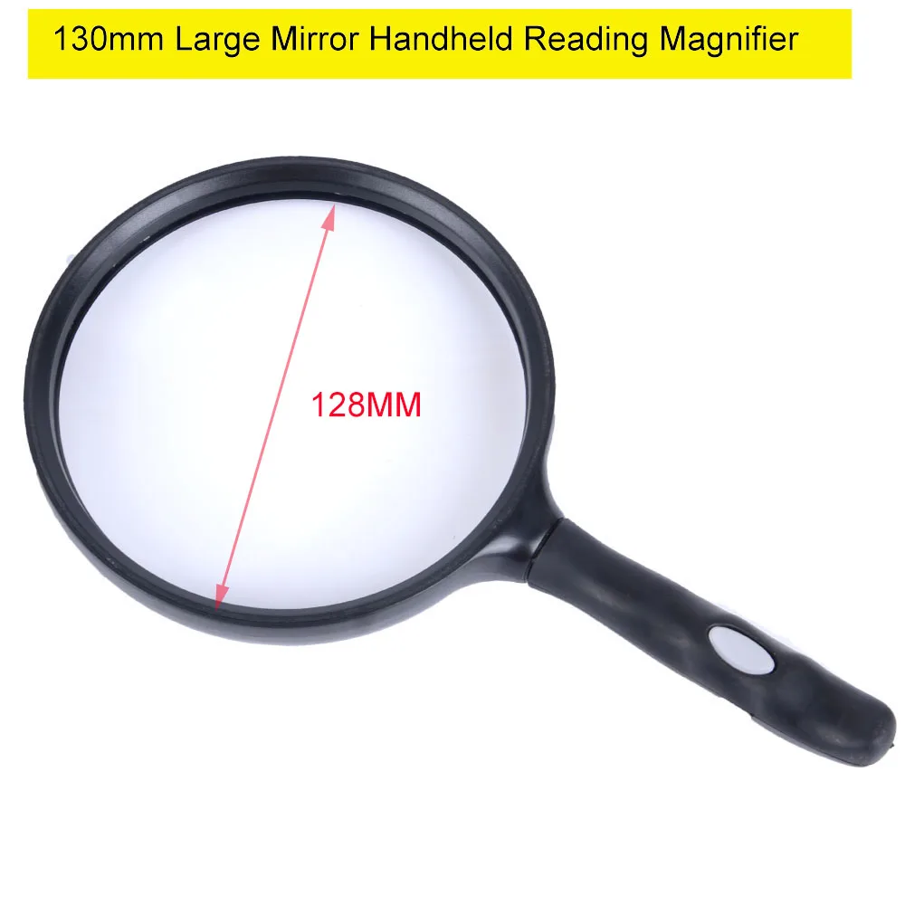 

2.5X 130mm Big Optical Lens Handheld Magnifier Reading Newspaper Plastic Soft Handle Magnifying Glass Loupe