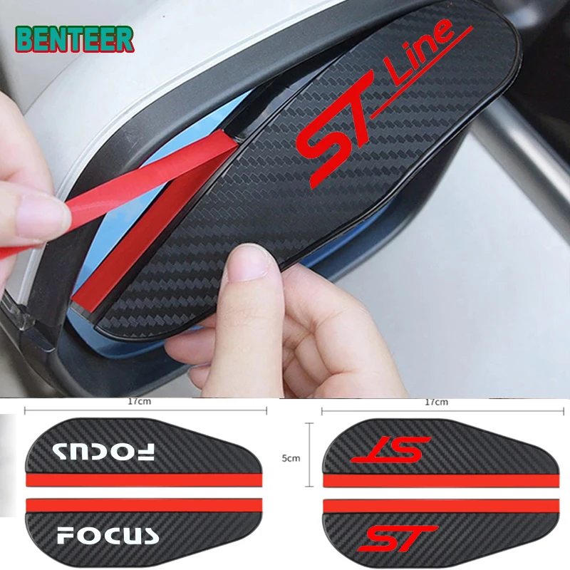 

2pcs Carbon fiber Car Rearview Mirror Rain Eyebrow Sticker For Ford Focus Fiesta Mondeo Fusion Escape Edge Ecosport Kuga