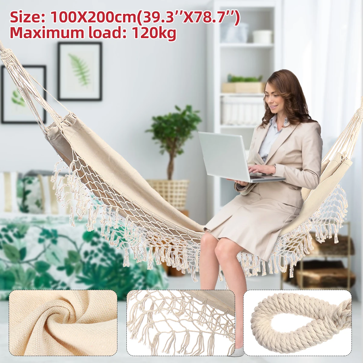 2 человека гамак большой бразильский макраме бахрома двойной сетка качели