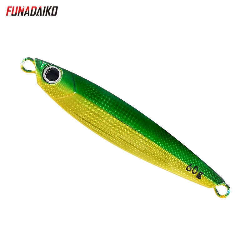 FUNADAIKO бросок с берега медленно, дергающаяся приманка, seafishing литье джиг искусственный блестящие люминисцентные приманки, а так же 30 г, 40 г, 60 г boatfishing джиг-приманки - Цвет: Green