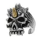 Мужское регулируемое кольцо с черепом Warcraft, винтажное Открытое кольцо, медный рожок
