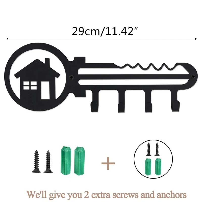 

Wall Mounted Key Holder 4 Hooks Hanging Rack House Decorative with Screws Anchors for Coat Clothes Towel Hat E8BD