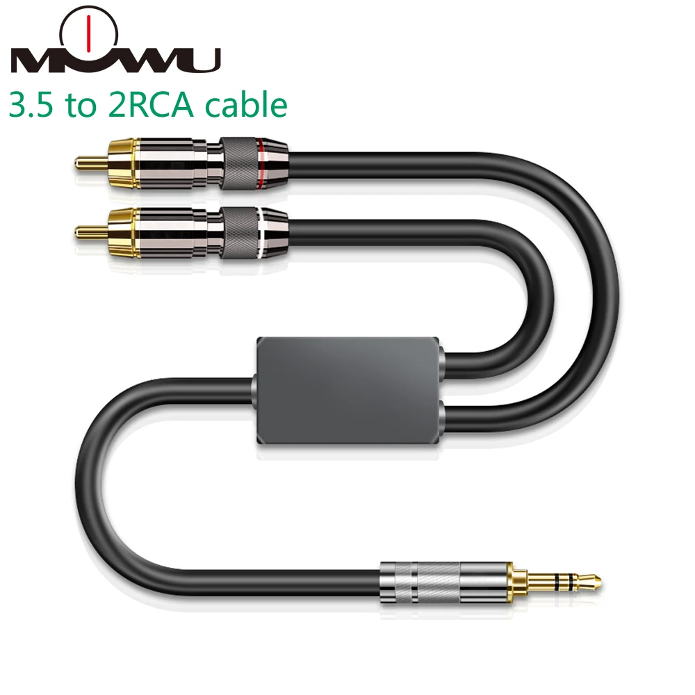 Аудиокабель MOWU с разъемом 3 5 мм на 2 RCA Hifi автомобильные наушники AUX для ПК