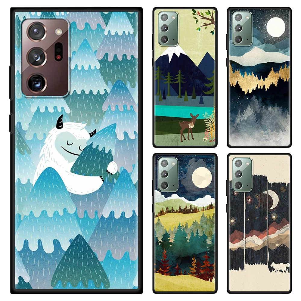 

Emerald Hills Autumn Moon Phone Case For Samsung Note 20 Ultra 10 Lite Plus 9 8 Shell Black TPU Silicone Cover Capa Fundas Coque