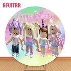 GFUITRR робот фотография фоны Дети День рождения Фото фоны робот игра Радуга цвета Круглый эластичный декор плакат