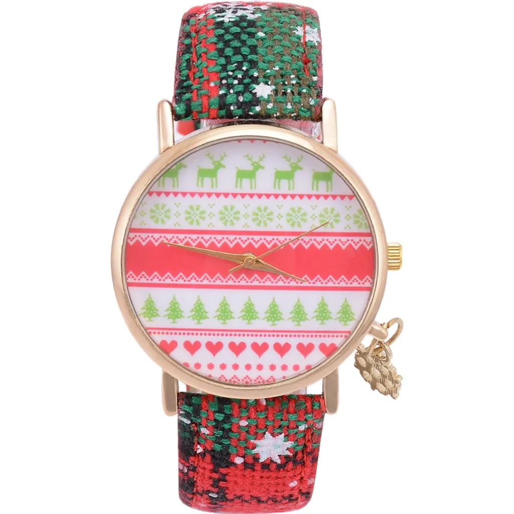 

Часы наручные женские с кожаным ремешком, повседневные Простые брендовые водонепроницаемые кварцевые с подвеской в виде снежинки, рождест...