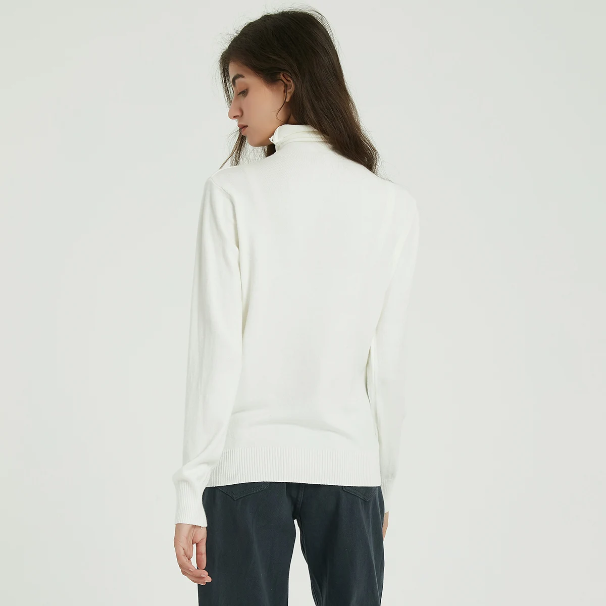 Wixra Women Soft Solid Knitted Sweaters Ladies Long Sleeve Casual Turtleneck Basic Sweater Pullovers Autumn Spring Classic Tops | Женская