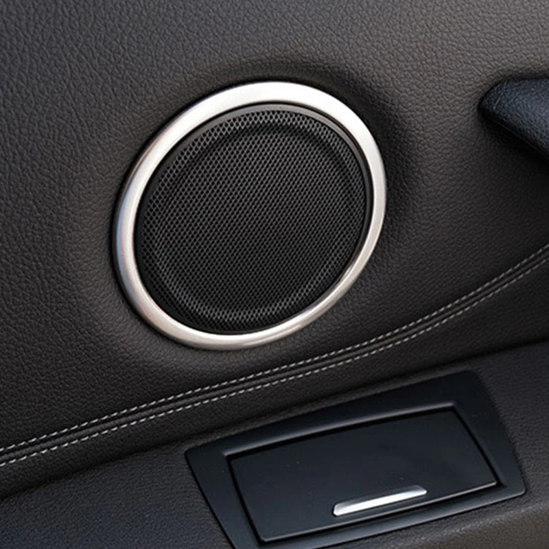 4pcs/Set 10.6cm Front & Rear Door Speaker Cover Ring Trim For BMW X1 F48 2016 2017 2018 Car Interior Accessories