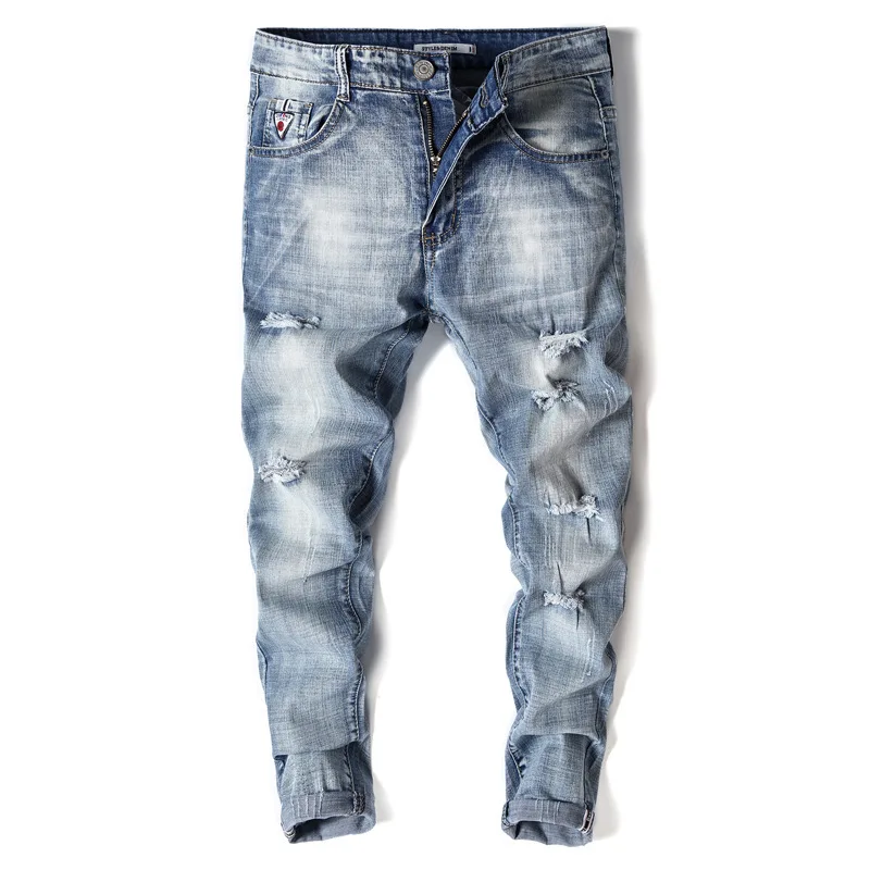 

And Summer Of 2019 Han Edition Men's Feet Hole Elastic Jeans Men's Joker Cultivate Morality Pants Nine Minutes Of Pants