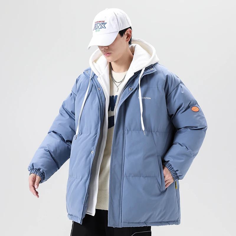 2022 Winter Jacket Men Casual Loose Thicken Fleece Warm Mens Parkas Solid Stand Collar Men Winter jacket