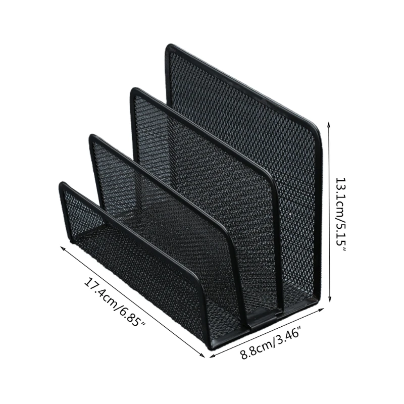

Small Desk Mail Organizer Black Mesh File Letter Holder with 3 Compartments Drawer Metal Mesh Desktop Storage for Home or Office