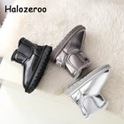 Детские зимние ботинки на меху, новые зимние ботильоны без шнуровки для маленьких девочек, детская черная Брендовая обувь, обувь для малышей, мягкие модные ботинки для мальчиков