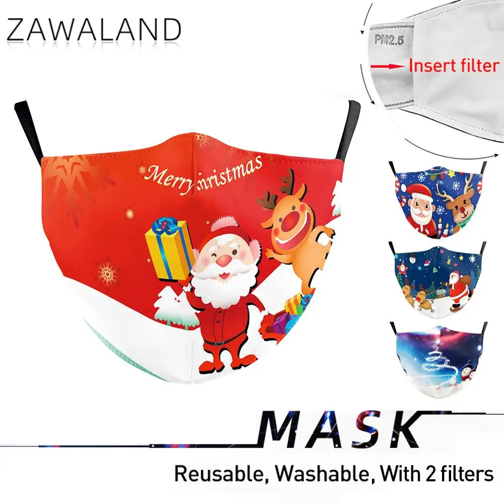 

Zawaland Adult Kids Mouth Mask Christmas Face Mask New Year Santa Gift Muffle 3D Printed Protective PM2.5 Filters Masks