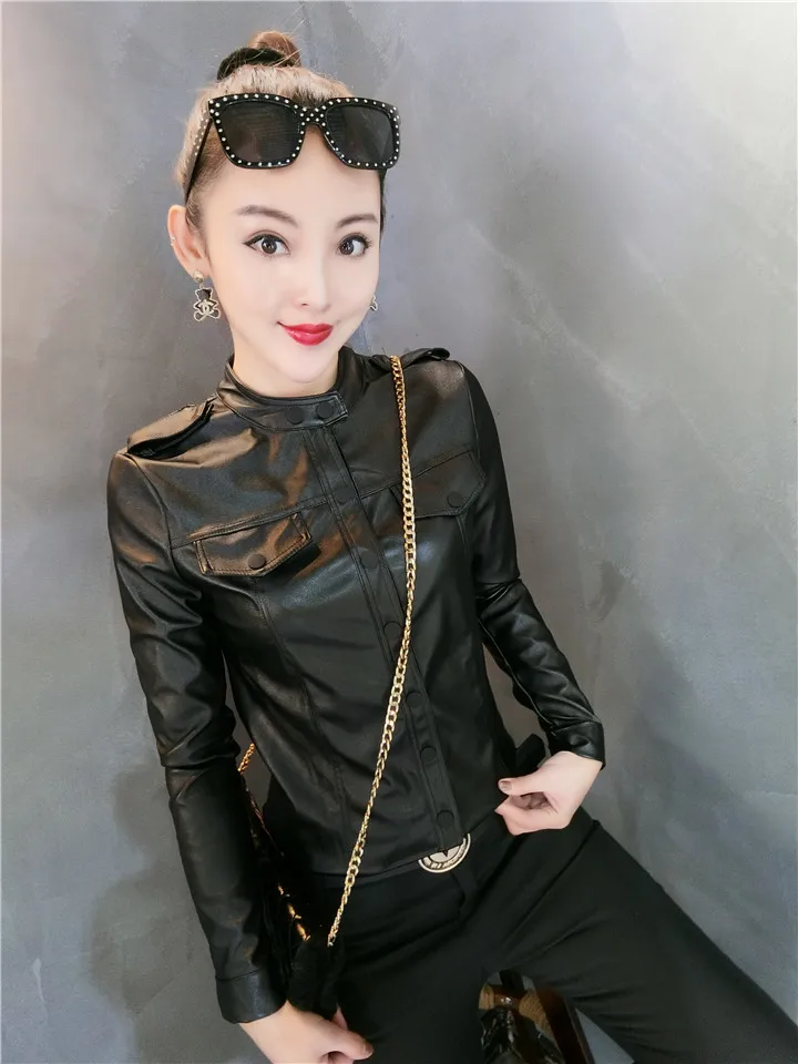 Зимние рубашки с длинным рукавом и отложным воротником из искусственной кожи для